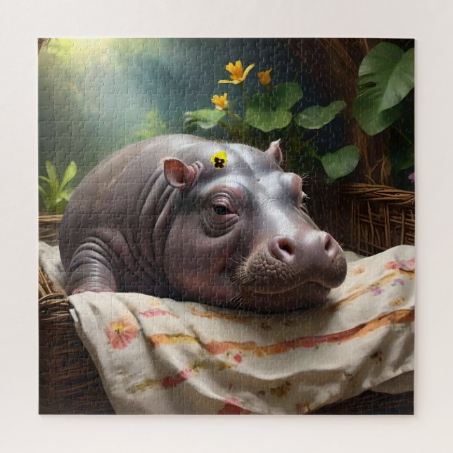 **"Träumskorb: Ein Baby Hippo's Cosy Nickerchen"** (Vertikal)