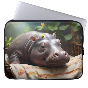 **"Träumskorb: Ein Baby Hippo's Cosy Nickerchen"** Laptopschutzhülle