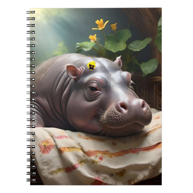 **"Träumskorb: Ein Baby Hippo's Cosy Nickerchen"** Notizblock (Vorderseite)