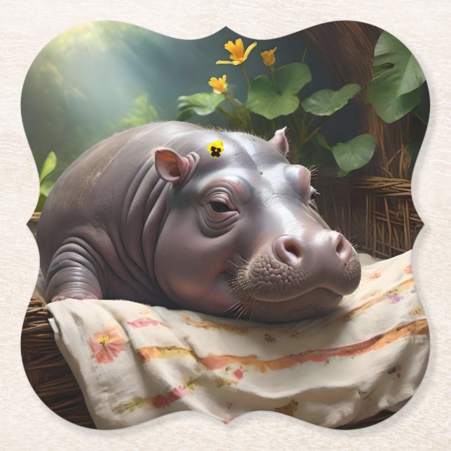 **"Träumskorb: Ein Baby Hippo's Cosy Nickerchen"** Untersetzer (Vorderseite)