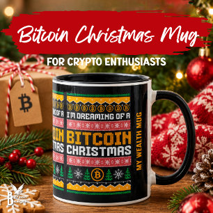 TRÄUMT VON EINEM BITCOIN-WEIHNACHTEN Faux-Strickmu Tasse