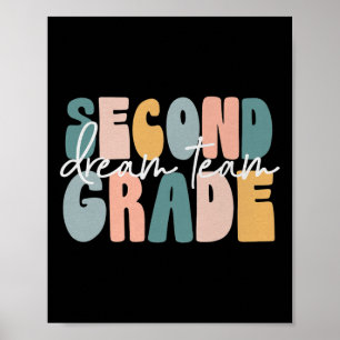 Traumteam der zweiten Klasse Retro Groovy Lehrer J Poster