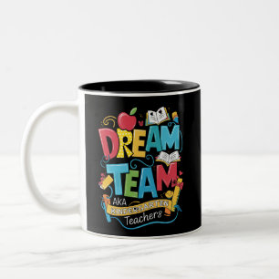 Traumteam-Kindergartenerzieher Zurück zur Schule Zweifarbige Tasse