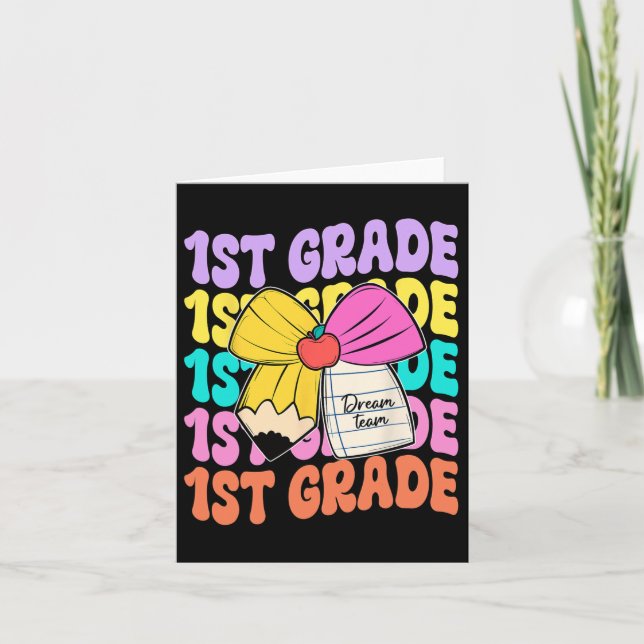 Traumteam-Stift der ersten Klasse zurück zur Schul Karte (Vorderseite)