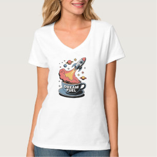 Traumtreibstoff-Grafik: Rakete startet aus Kaffee T-Shirt