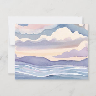 Traumwellen im Ozean   Wasserfarbe Pastell Postkarte