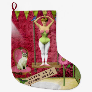 Traumwelt Vintage Funky Ballerina Großer Weihnachtsstrumpf