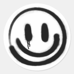 traurig lächelnde Emoji Runder Aufkleber