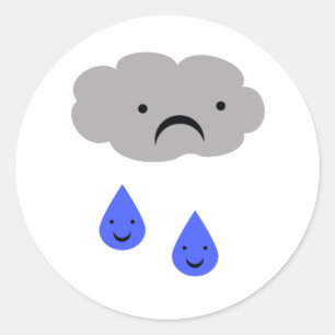 Traurige Cloud Runder Aufkleber