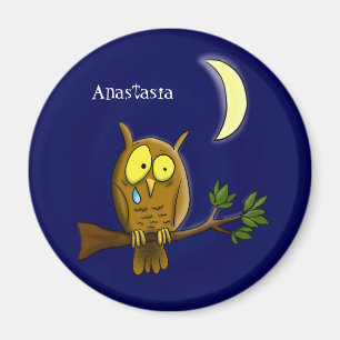Traurige Eule mit Tränen und Mond vermisst, Sie Ca Magnet