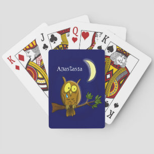 Traurige Eule mit Tränen und Mond vermisst, Sie Ca Spielkarten