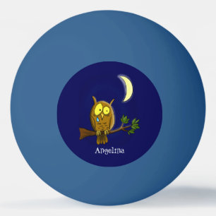Traurige Eule mit Tränen und Mond vermisst, Sie Ca Tischtennisball