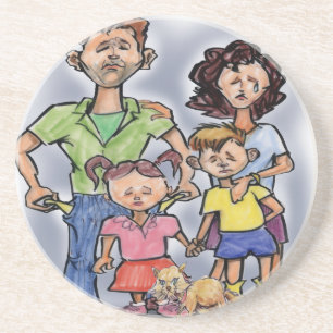 traurige Familie Getränkeuntersetzer