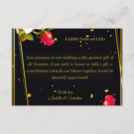 Traurige Florale Schwarz & Gold Hochzeitsdetails K Begleitkarte