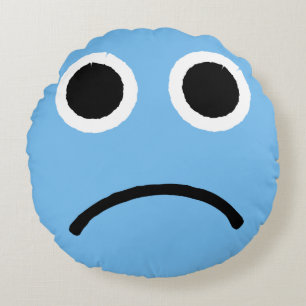 Traurige Gesicht Blauer Frost Emoticon Emoji Rundes Kissen