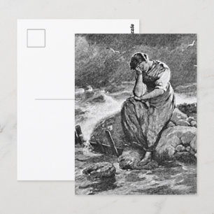 Traurige Gotische Frau Vintages Beileid Kunstmaler Postkarte