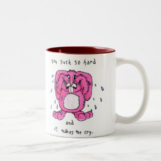Traurige Häschen-Tasse Zweifarbige Tasse