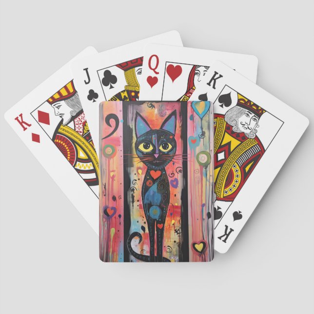 Traurige Katze große Augen gestrichen Spielkarten (Rückseite)