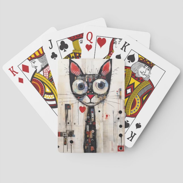 Traurige Katze große Augen gestrichen Spielkarten (Rückseite)