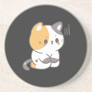 Traurige Katze in Grunge, traurige Katze Emoji T - Getränkeuntersetzer