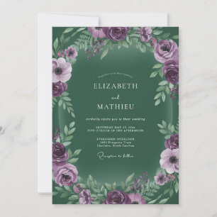 Traurige Lila Weinrebe Hochzeit Einladung
