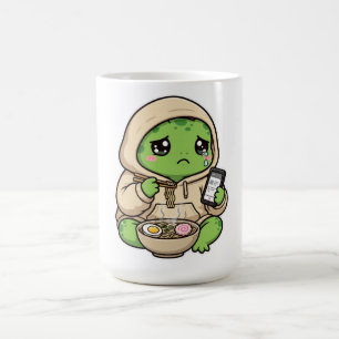 Traurige Schildkröte isst Ramen & scrollt durchs H Kaffeetasse