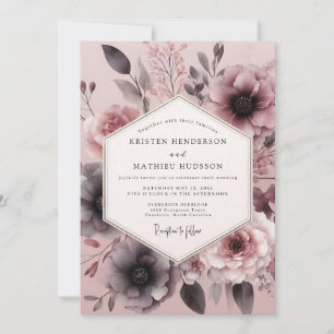 Traurige Staubrose-Blüten-Hochzeit Einladung