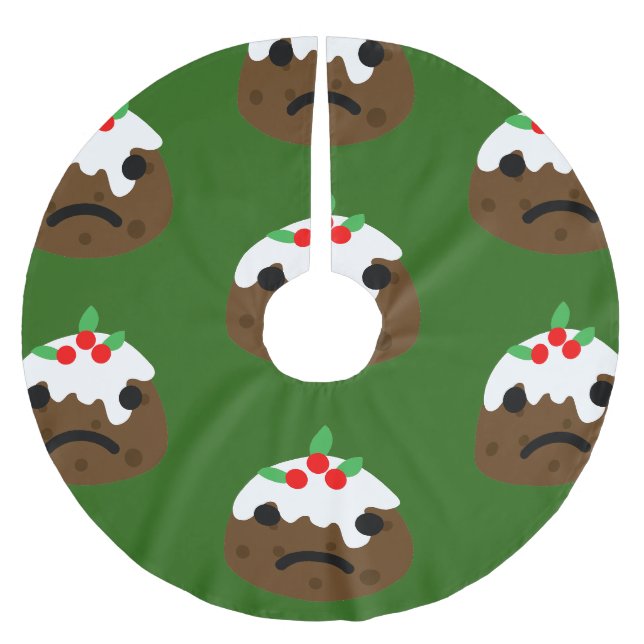 traurige Weihnachtspudding Polyester Weihnachtsbaumdecke (Vorderseite)