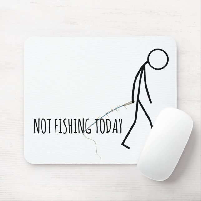 Trauriger Fischer-Strichmännchen auf Weiß Mousepad (Mit Mouse)
