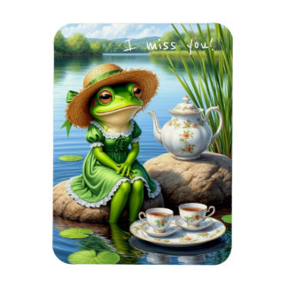 Trauriger Frosch in einem Hut. Du fehlst mir! Magnet