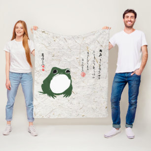 Trauriger japanischer Frosch Toad im 19. Jahrhunde Fleecedecke