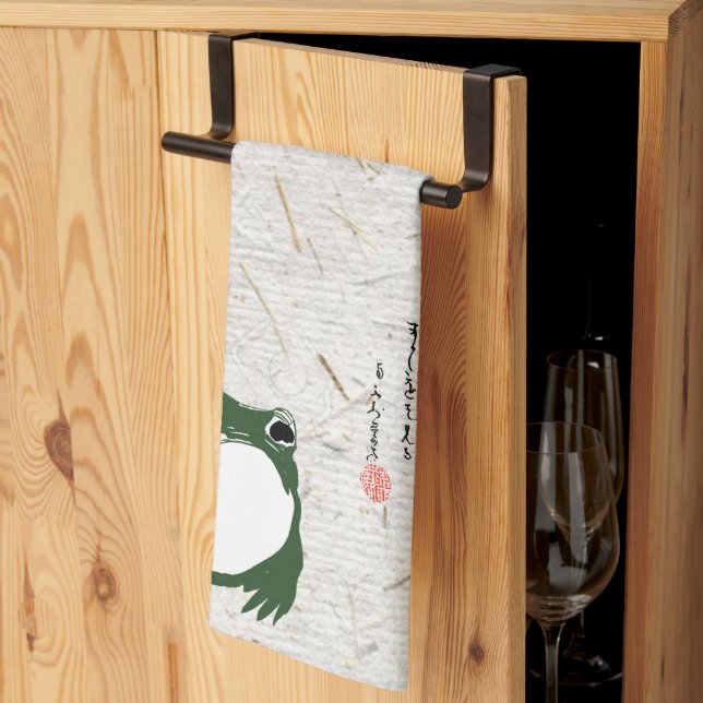 Trauriger japanischer Frosch Toad im 19. Jahrhunde Geschirrtuch (Drittel gefaltet)