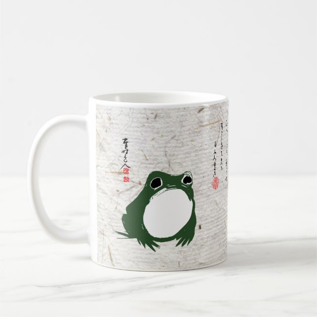 Trauriger japanischer Frosch Toad im 19. Jahrhunde Kaffeetasse (Links)