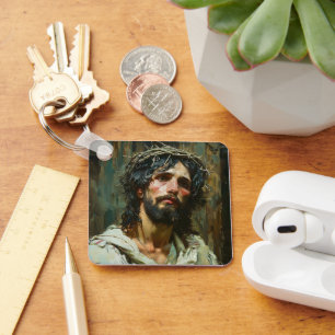 Trauriger Jesus mit Krone Schlüsselanhänger