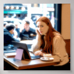 "Trauriger Kaffee" Poster Druck Wandkunst Design