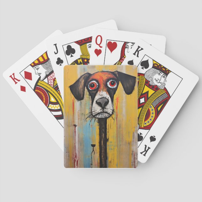 Trauriger Mutt große Augen gestrichen Spielkarten (Rückseite)
