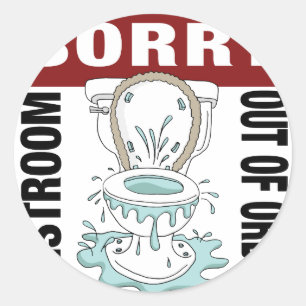 Trauriger Restroom-außer Betrieb gebrochene Runder Aufkleber