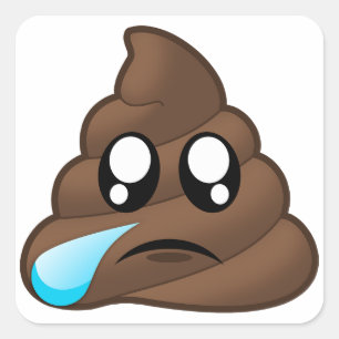 Trauriger Riss kacken Emoji Quadratischer Aufkleber
