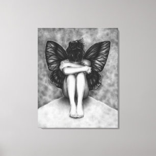 Trauriger Schmetterlings-Mädchen-Leinwand-Druck Leinwanddruck