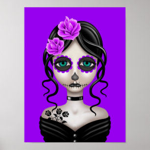 Trauriger Tag des Toten Mädchen auf Lila Poster