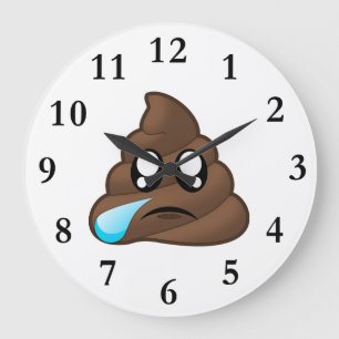 Trauriger Tear Kacke Emoji Große Wanduhr