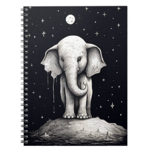 Trauriges Elephant Moon-Notebook Notizblock