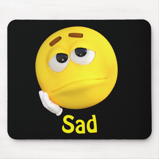 Trauriges Emoji Emoticon-Cartoon-Gesicht Mousepad (Vorne)