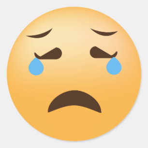 Trauriges Emoji Runder Aufkleber