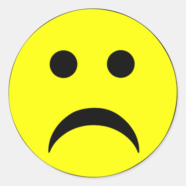 trauriges Gesicht Runder Aufkleber (Vorderseite)