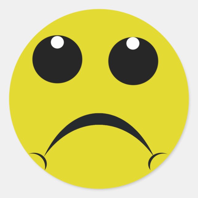 trauriges Gesicht Runder Aufkleber (Vorderseite)