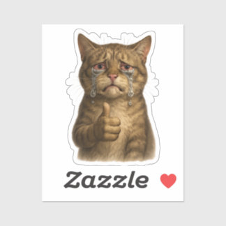 Trauriges Kitty Daumen Hoch Meme Aufkleber