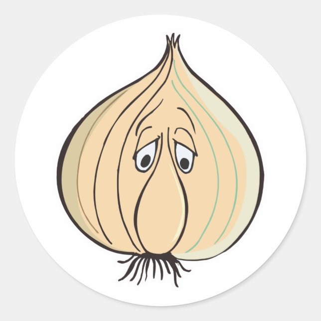 trauriges Knoblauchgesicht Runder Aufkleber (Vorderseite)