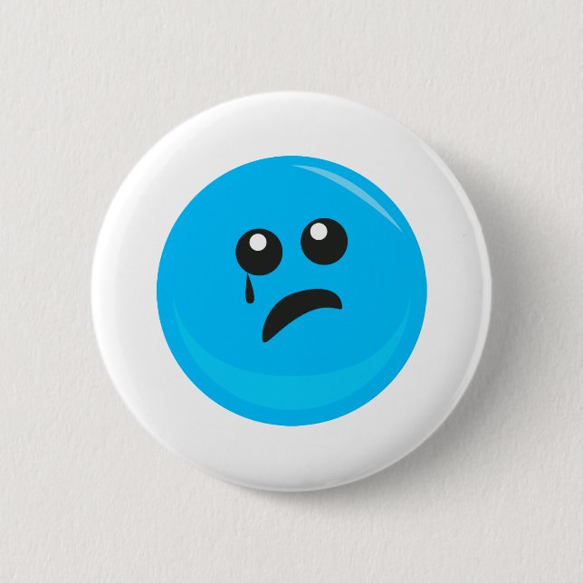 Trauriges Niedliches Gesicht Button (Vorderseite)