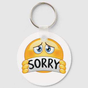 Trauriges Sorry Emoji Gesicht mit Entschuldigungss Schlüsselanhänger